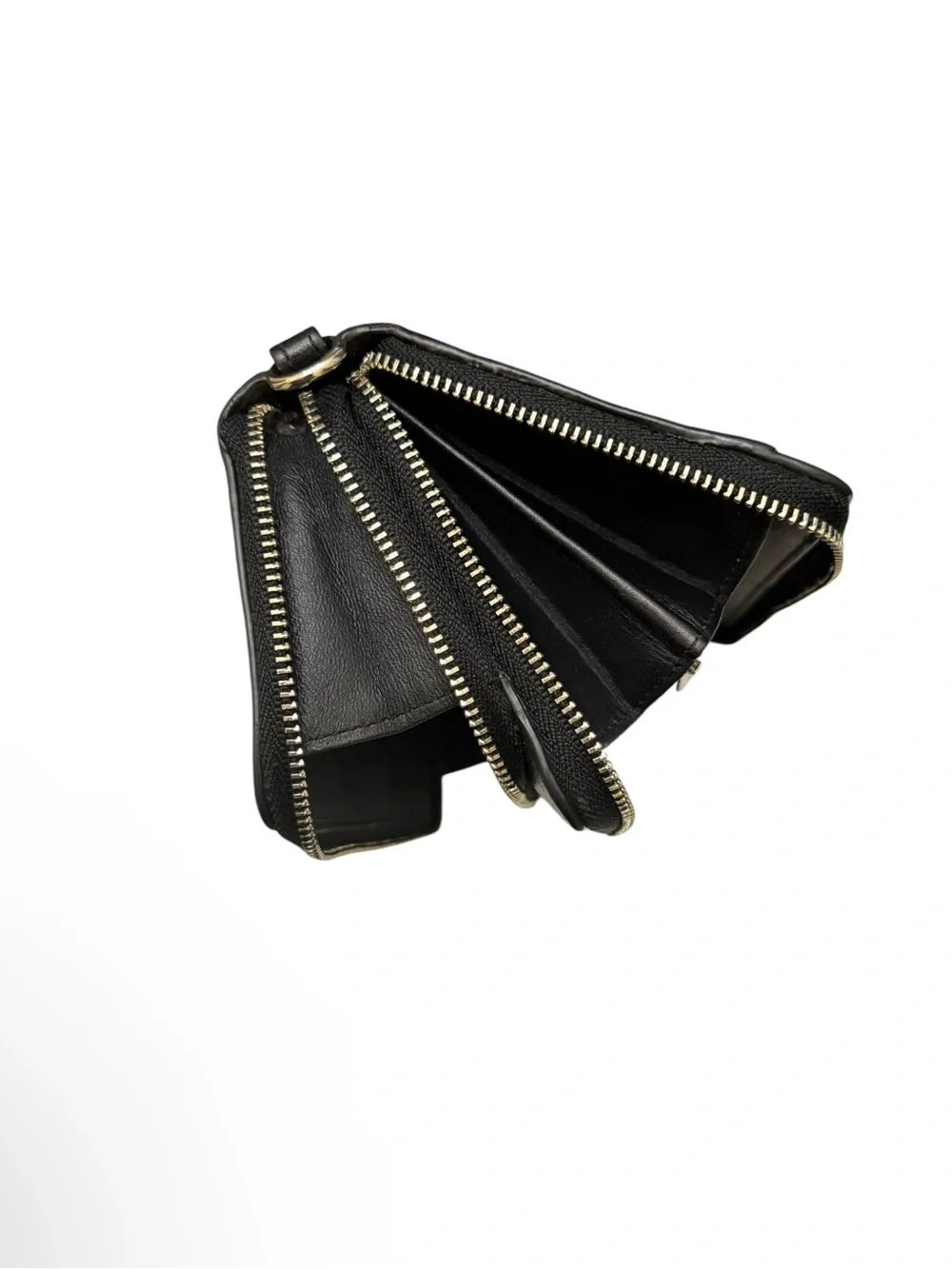 COACH - BLACK SOFT LEATHER LONG DOUBLE ZIP AROUND WALLET